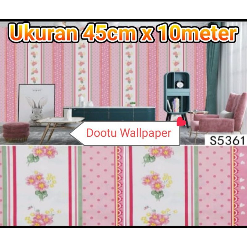 Wallpaper Stiker Dinding Bunga Minimalis | Wallpaper Stiker Dinding 45cm x 10meter | Wallpaper 10M