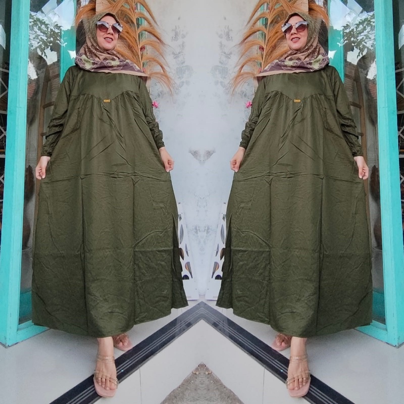 BISA COD || Gamis D’LIA Rayon Twill Free Scrunchie