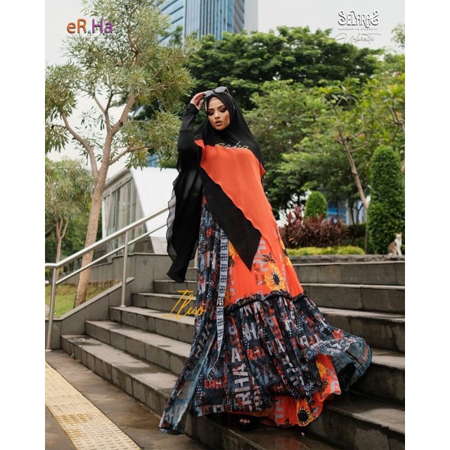 [ER.HA SYARI] GAMIS SYARI TERBARU / DRESS SET PRINTING " ILUO SET " by ERHA SYARI