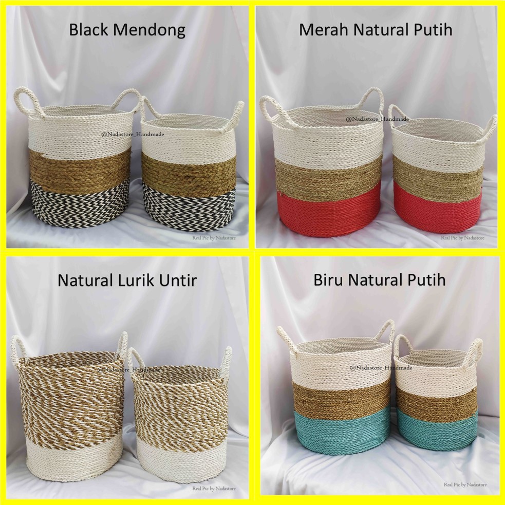 Keranjang Anyaman / Tempat Penyimpanan / Seagrass 2 pcs BIG SIZE