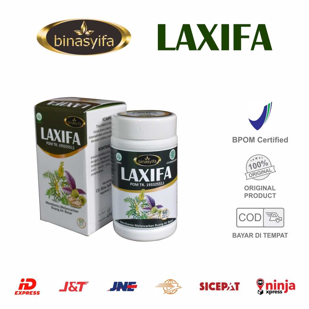 LAXIFA Herbal Detox Pelancar Buang Air Besar / BAB Detoksifikasi Usus Obat Sembelit Binasyifa