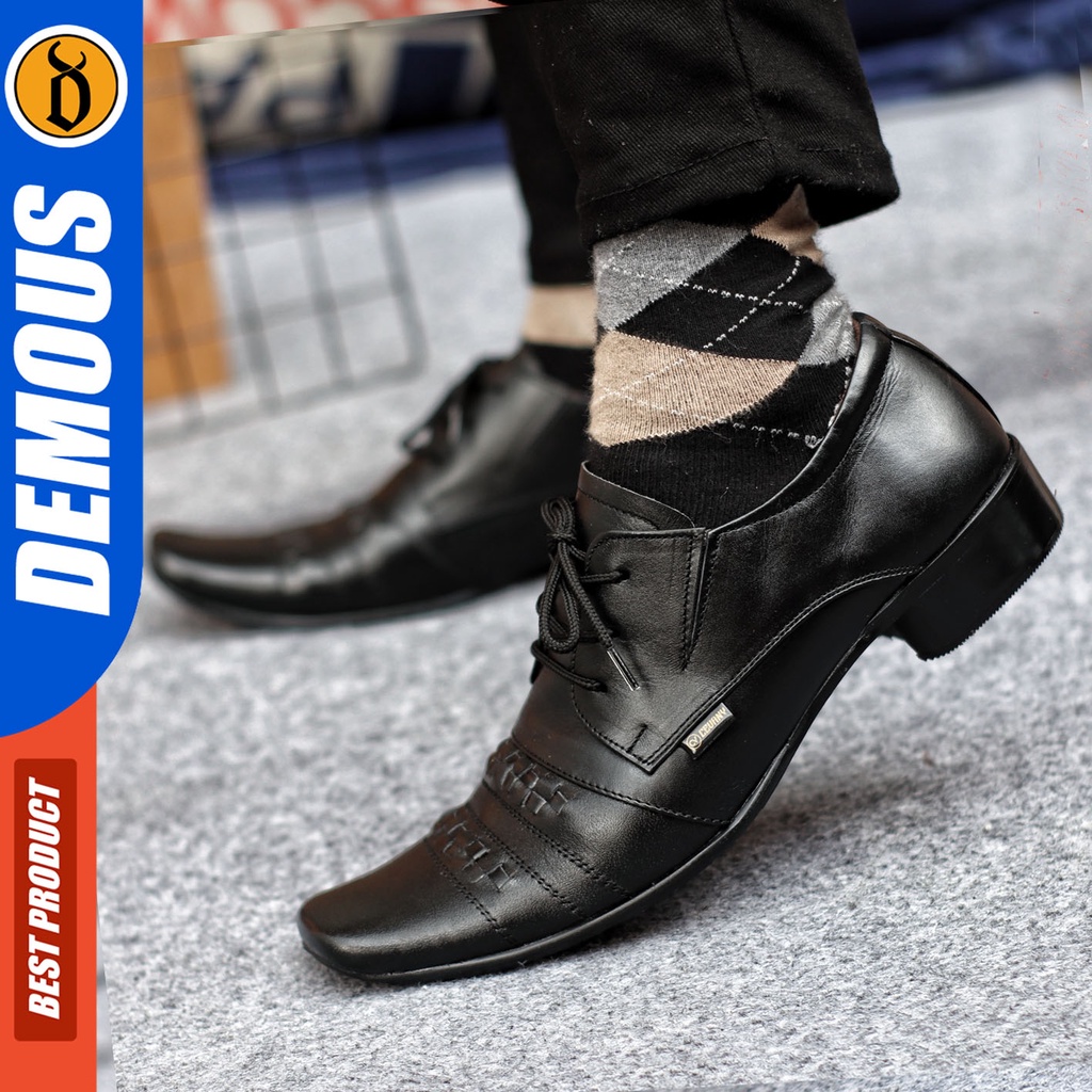 DEMOUS SUMAK - Sepatu Formal Pantofel Kerja Pria Hitam Kulit Asli