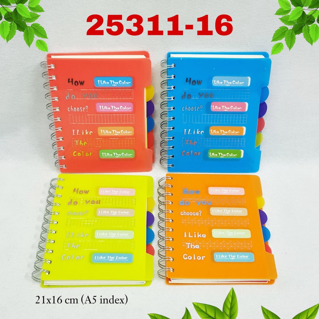 

Buku Spiral A5 INDEX Pembatas Buku / Notebook Spiral / Buku Spiral Cover Warna