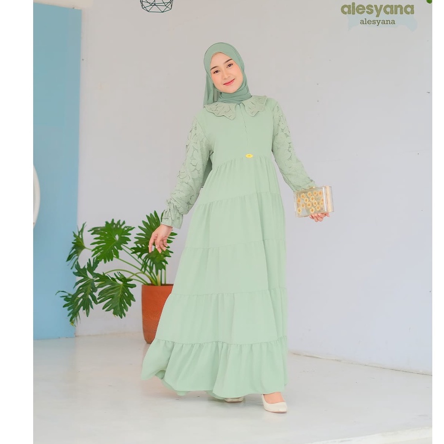 Dress brukat zaviera quenna alesyana itycrepe premium new style gamis wanita terbaru model selebgram