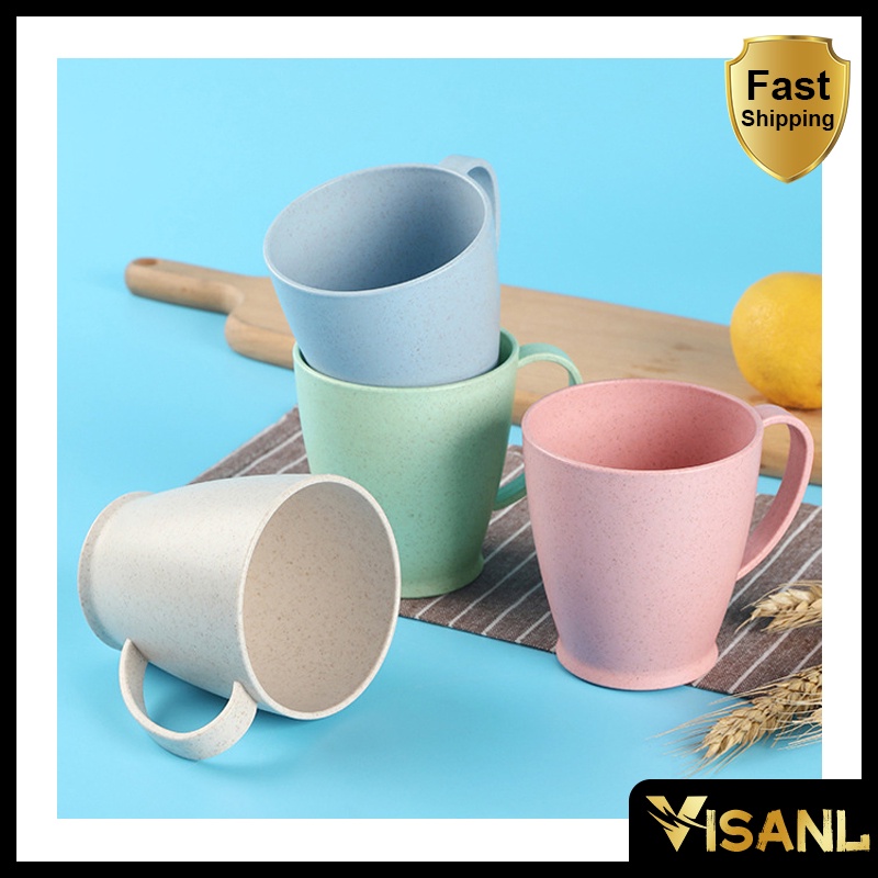 Jerami Gelas Plastik Gagang Cup / Cangkir / Gelas Susu Gelas Teh Warna Pastel