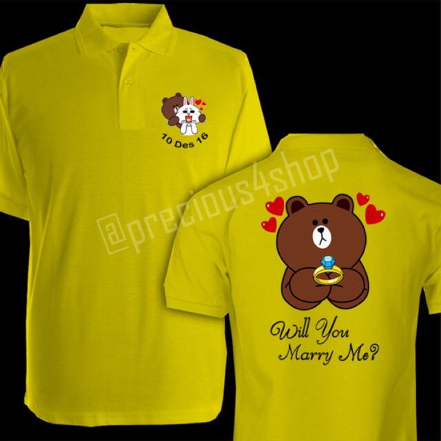 Custom Request | LINE Brown & Cony Wedding Proposal | Couple Tee | Polo Shirt