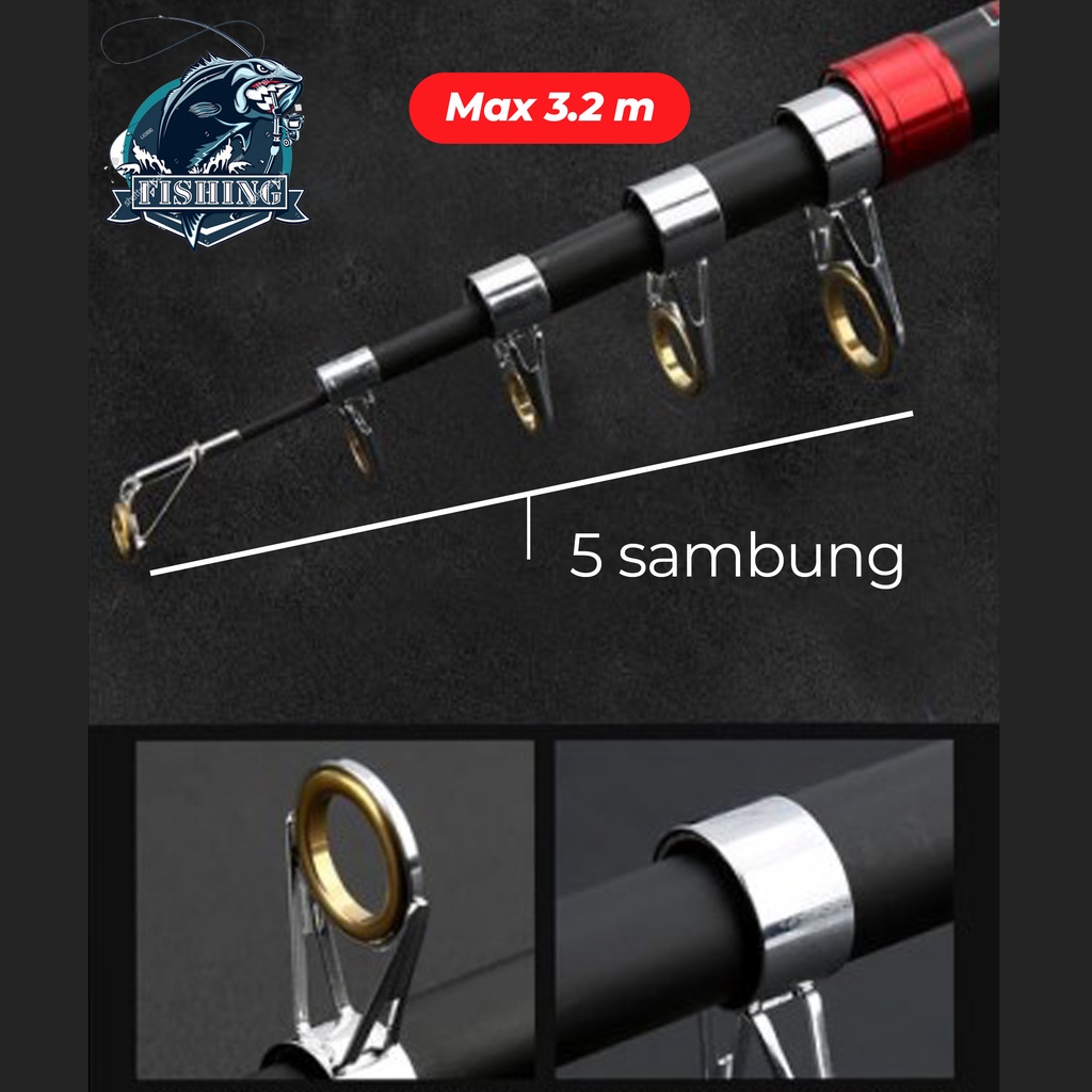 Joran Joran Set Alat Pancing Laut Daiwa Ikan Murah Joran Pancing Carbon Fiber Telescopic - ZH05 - 3.