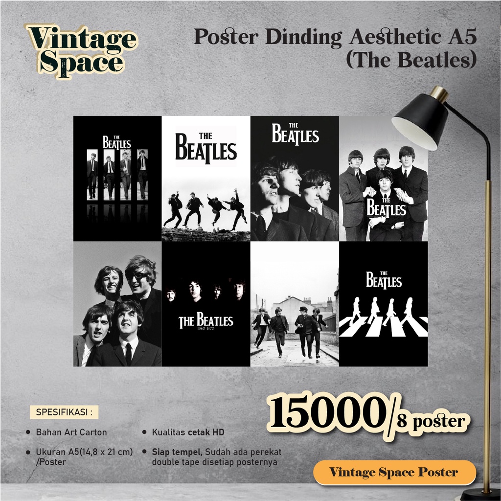 Poster Dinding A5 The Beatles / Poster Aesthetic A5 / Poster Band
