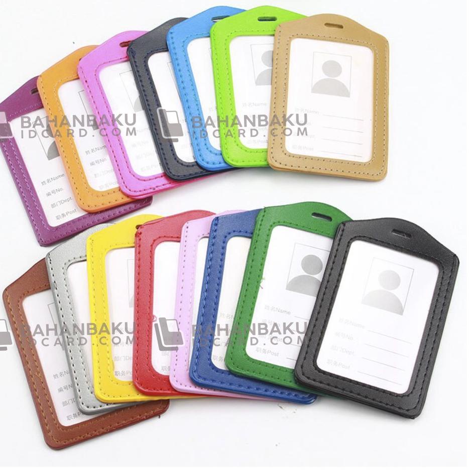 

#Sale KRQ78 FRAME Casing Tempat ID Card Holder KULIT Imitasi Portrait W58 Terkini