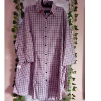 kemeja tunik jumbo kotak kotak pink