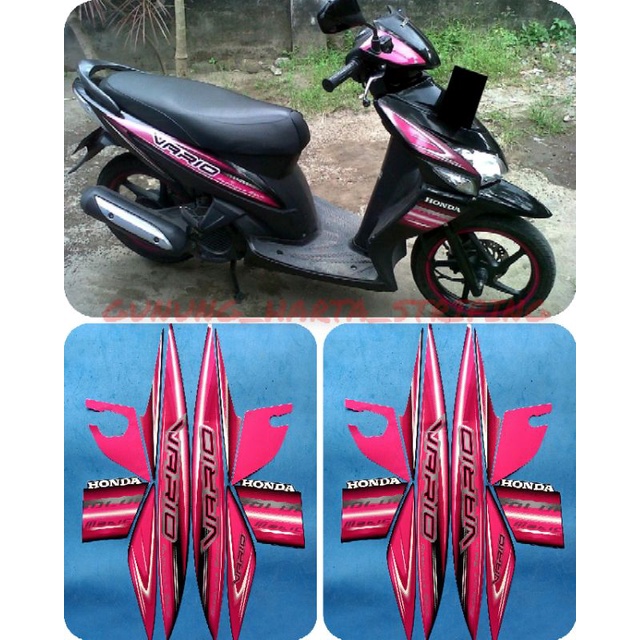 Stiker Striping Lis Body Motor Full Set Honda Vario 110 CW Karbu Lama Standar Original Warna Hitam P