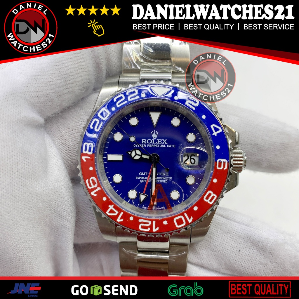 JAM TANGAN MODEL AAA+ PREMIUM GMT MASTER II PEPSI (JAPAN GRADE AAA+)