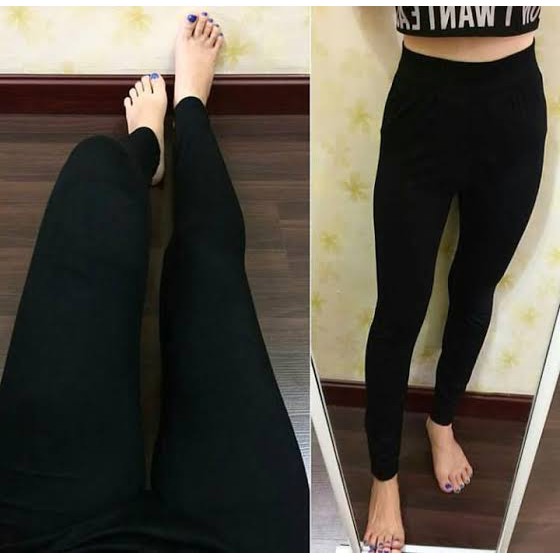 LEGGING BASIC HITAM PREMIUM BAHAN KAOS FIT TO XXL Leging Premium