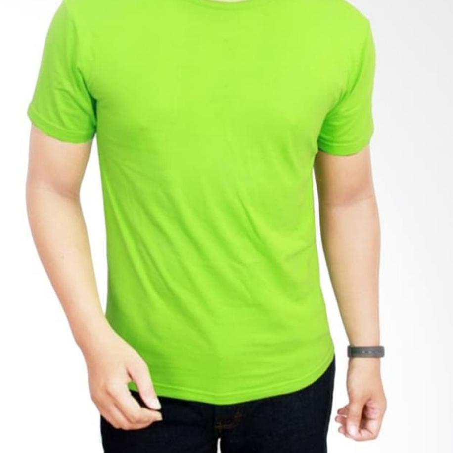 Promo - HIJAU STABILO NEON PENDEK KAOS POLOS COMBED 30s KATUN PRIA & WANITA - PLS