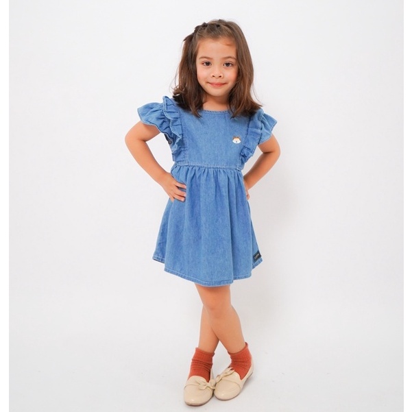 Carva Atasan anak dress jeans anak Rapunzel denim original realpict