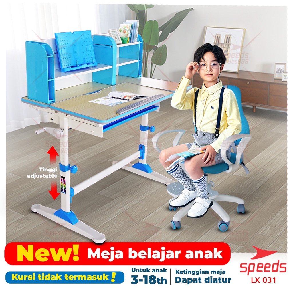 SPEEDS Meja Belajar Anak Ukuran 95cm Meja Tulis Anak Meja Kantor Portable Meja Belajar Plastik 031-2