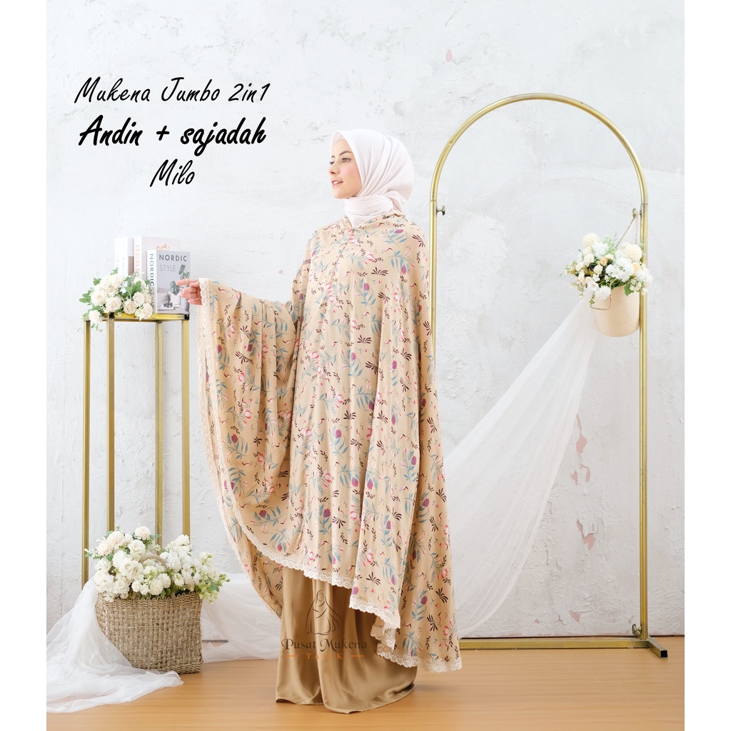 PUSAT GROSIR BELI COD MUKENA + SAJADAH DEWASA JUMBO KATUN RAYON ANDIN | MUKENA BALI ARUNA EXTRA LARGE