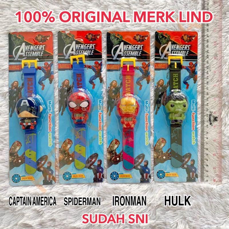 MAINAN JAM TANGAN SUPERHERO AVENGERS ASSEMBLE HULK IRONMAN ANAK COWOK DIGITAL SUDAH ADA BATERAI