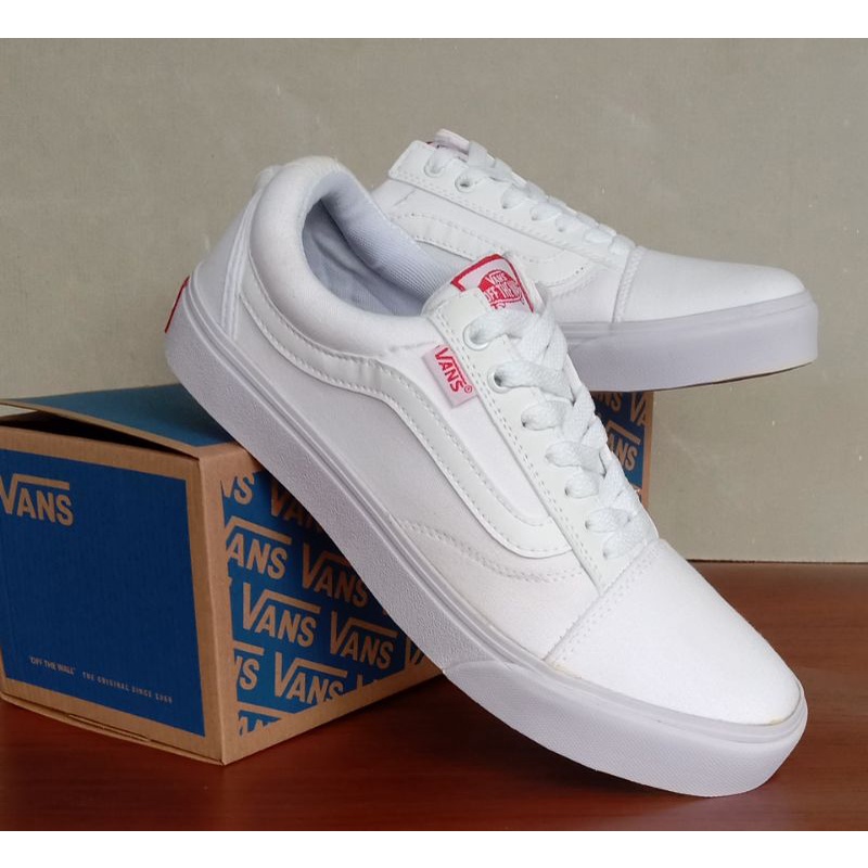 sepatu vans old skool full white vans premium putih polos