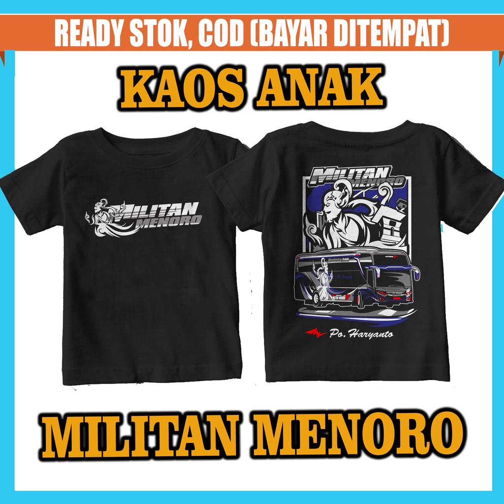 KAOS BUS PO HARYANTO MILITAN MENORO ANAK / KAOS ANAK / KAOS BUS ANAK / BUS MILITAN ANAK