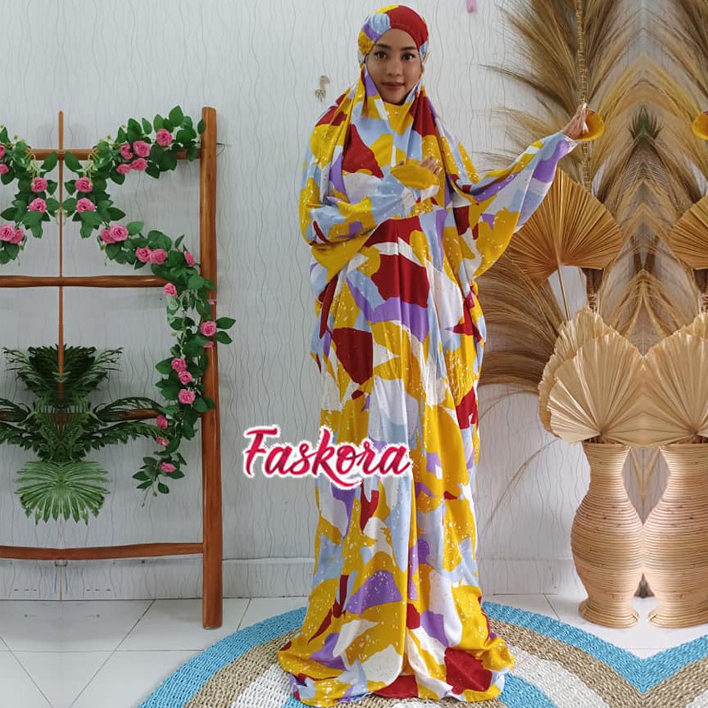 Mukena Terusan Rayon Motif Batik Puzzle / Mukena Jumbo Dewasa Terusan / Mukena Rayon Jumbo Bali