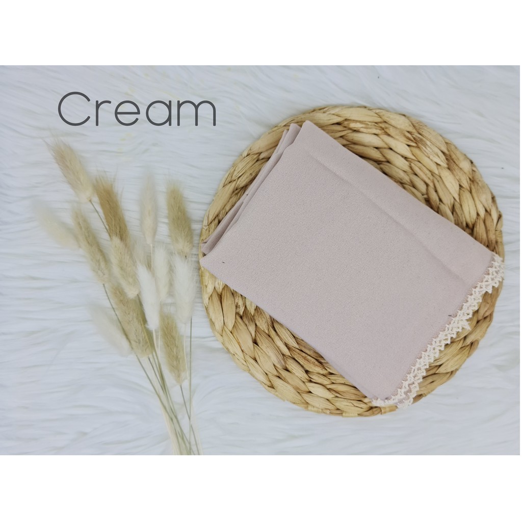 Pashmina Picot Crochet Diamond Stretch-Cream