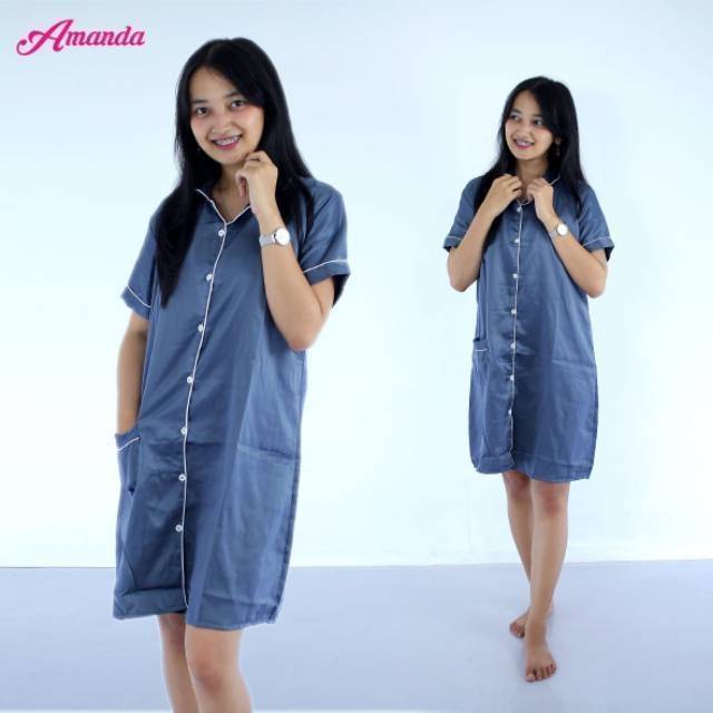 PIYAMA DASTER SATIN POLOS BAJU TIDUR PIYAMA SATIN DASTER POLOS