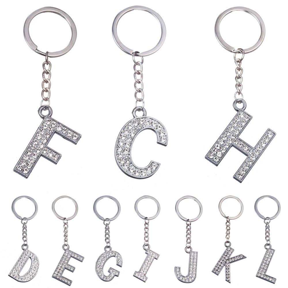 Mxbeauty Huruf Liontin Hadiah Natal Unisex Aksesoris Kristal Berlian Imitasi Gantungan Kunci Handbag Charms Key Chain