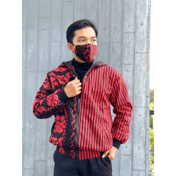 Jaket Batik Bolak Balik bahan katun mix parasut sabanastore