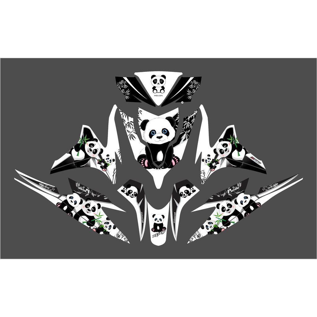 DECAL MOTOR VARIO 125 FI FULL BODY STIKER VARIO 125 FI DESIGN PANDA PUTIH
