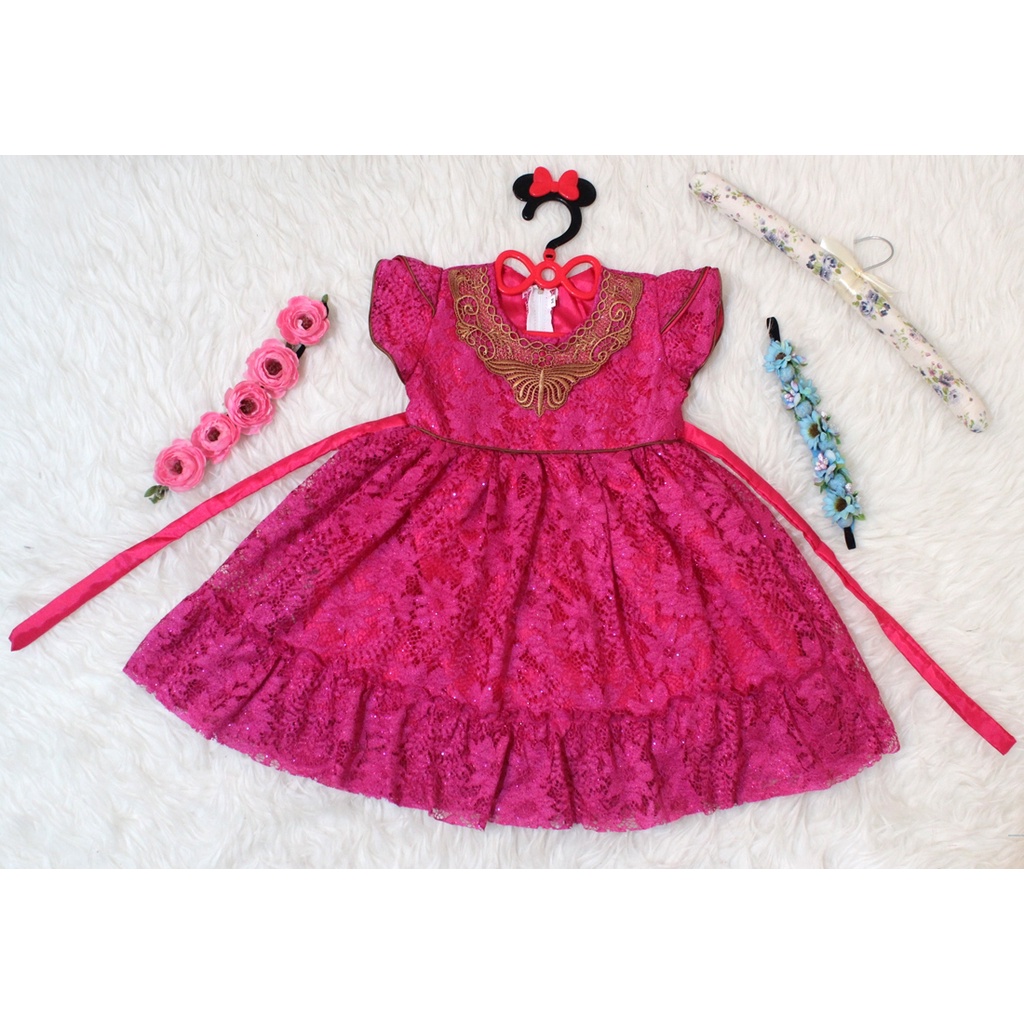 Dress Kids Alia/Baju Anak Asimetris Brukat Renda / Gaun Rample Anak Usia 1-3 Tahun / Midi Dress