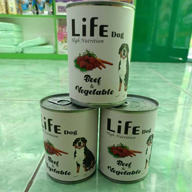 Life dog kaleng beef vegetable 375g / dog food / life dog
