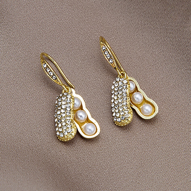 Fancyqube Anting Tusuk Gantung Bahan Metal Desain Geometri Hias Mutiara + Kristal Gaya Klasik Untuk Wanita