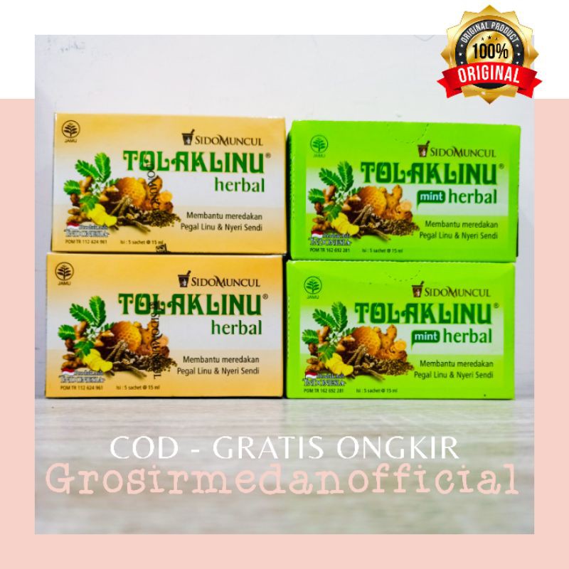 TOLAK Linu per box HERBAL SIDOMUNCUL RASA JAHE DAN MINT - MEREDAKAN PEGAL LINU DAN NYERI SENDI