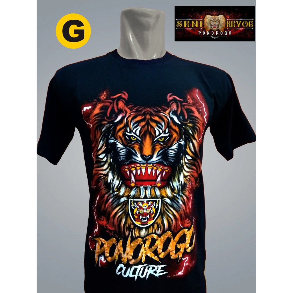 Kaos Sablon Reog Ponorogo - Ponorogo Culture - Motif Kepala Reog Petir - Seni Reog indonesia