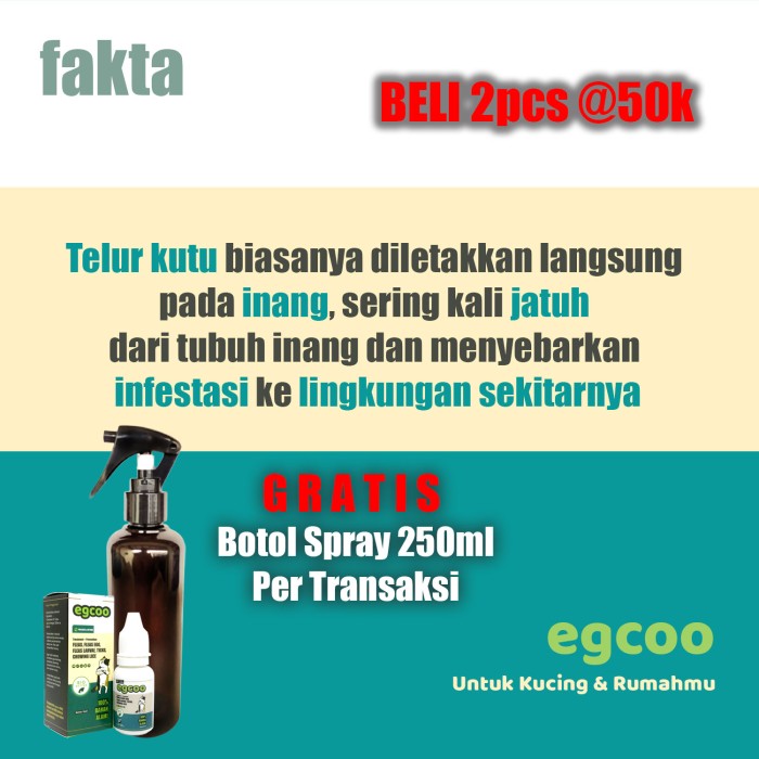 Obat Anti Kutu Kucing Alami Egcoo - 15ml Aman dan ampuh