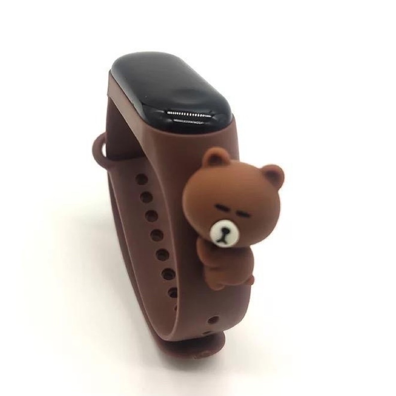 Jam Tangan Anak Elektronik LED Motif Kartun Tahan Air-LINE BROWN
