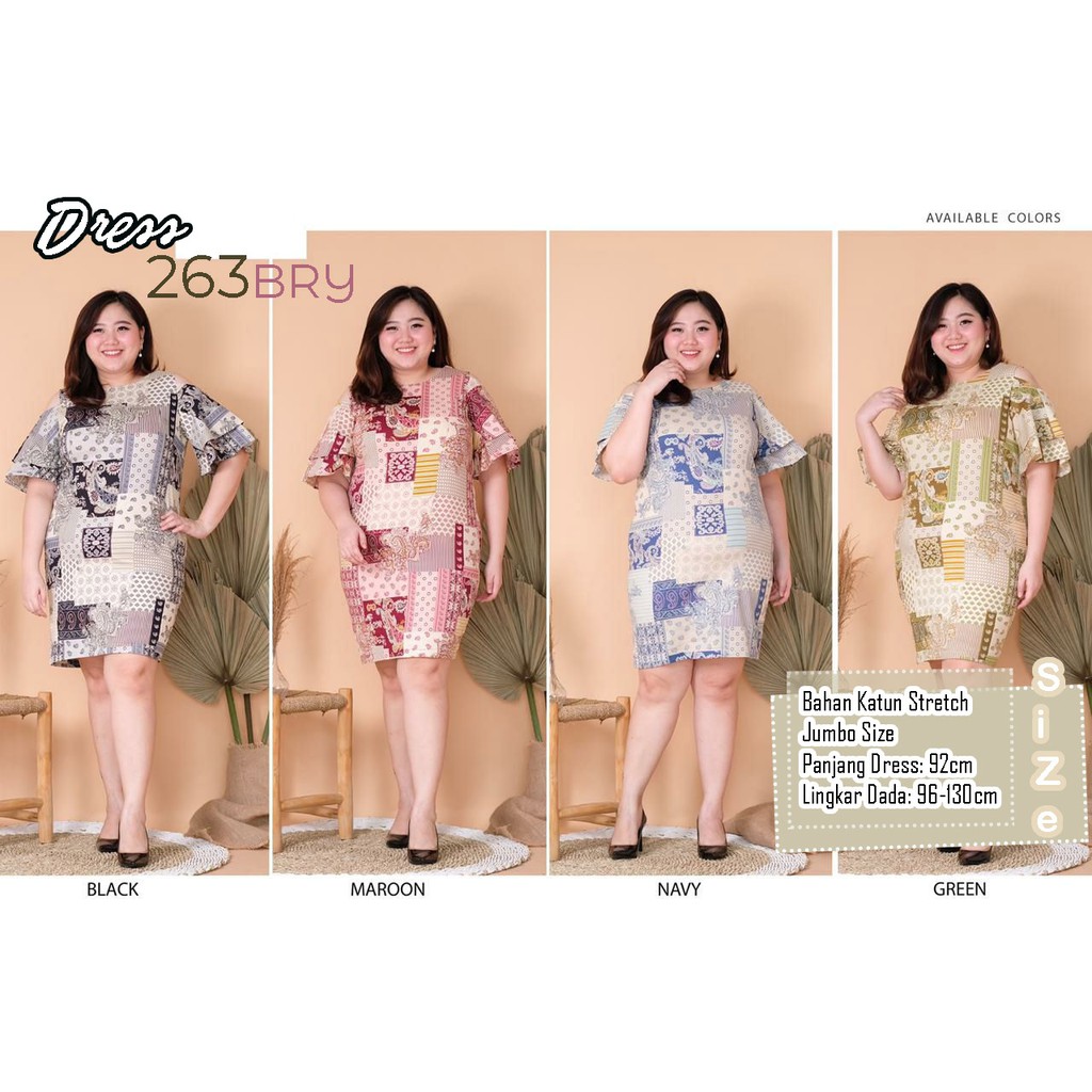 Dress Batik Jumbo - Terusan Batik Jumbo - Batik Stretch Jumbo 263-BRY