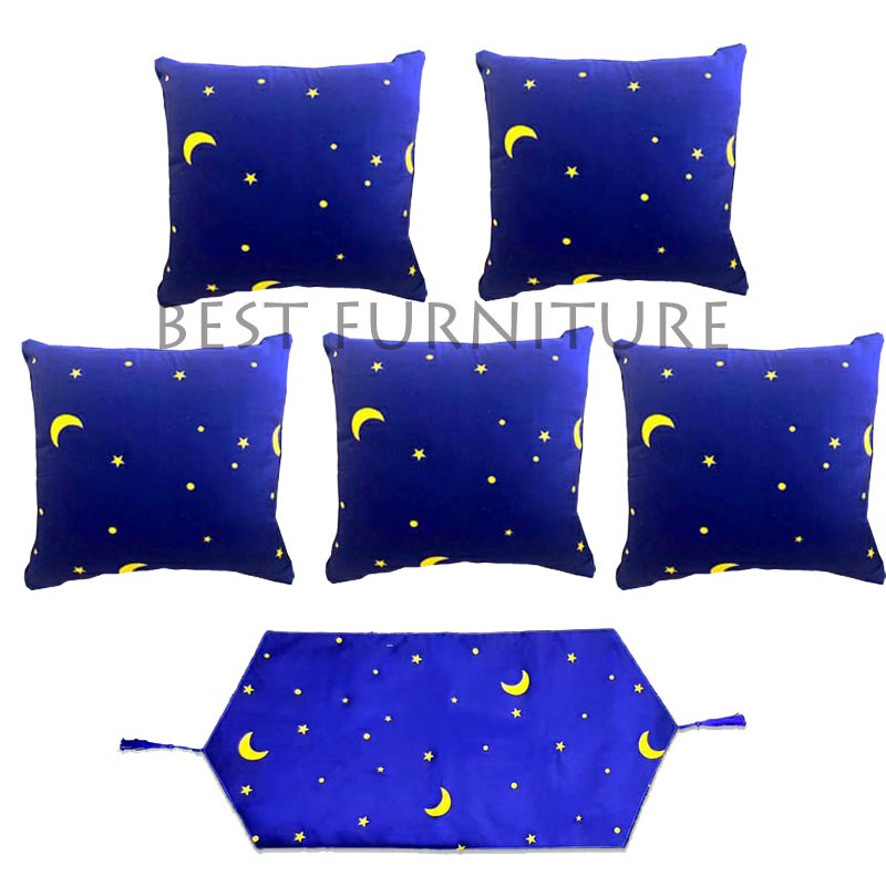 Best Sarung Bantal Sofa 1 Set isi 5pcs dan 1bh Taplak Meja - Random