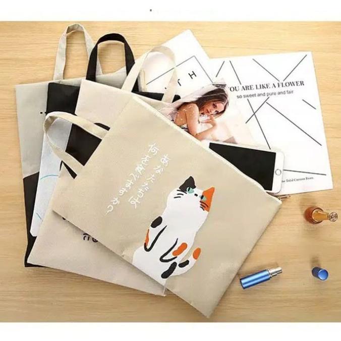 

Diskon JAPANESE CUTE CAT PORTABLE A4 FILE STORAGE POUCH CAT / FOLDER KANVAS Diskon