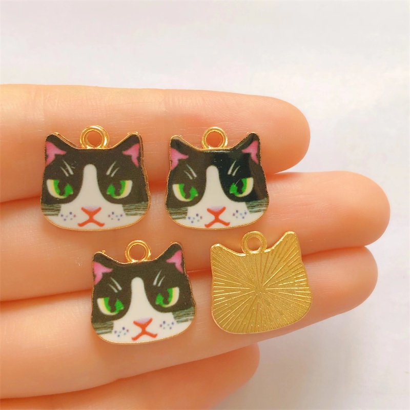 4pcs Charms Liontin Kalung / Gelang DIY Bentuk Kucing Bahan Metal