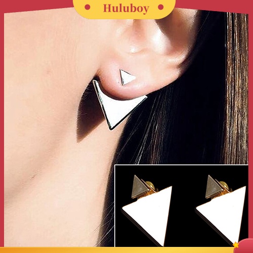 Hu Hu Hu Hu Hu Alat Bantu Pasang Kacamata♡ 1 Pasang Anting Tusuk Asimetris Bentuk Segitiga Untuk Wanita