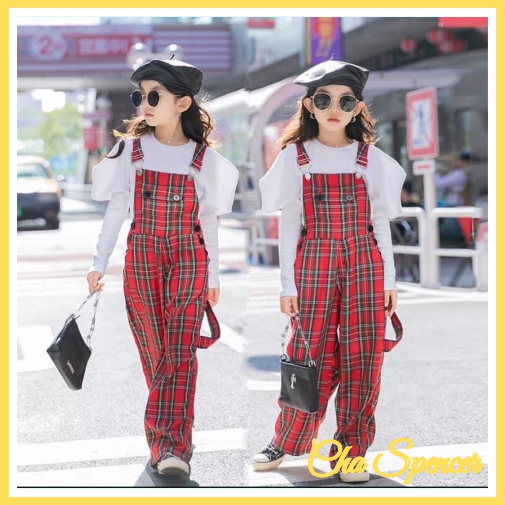 Baju Jumpsuit Set 2in1 Anak Perempuan Usia 6 7 8 9 Tahun Modern Korean Style Modis Trend Kekinian Mu