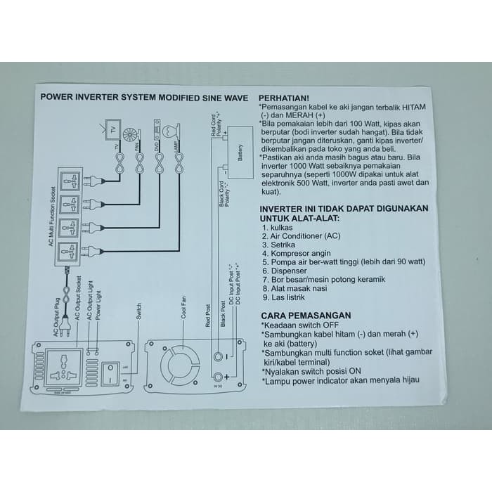 Power Inverter 500W DC 12V to AC 220V