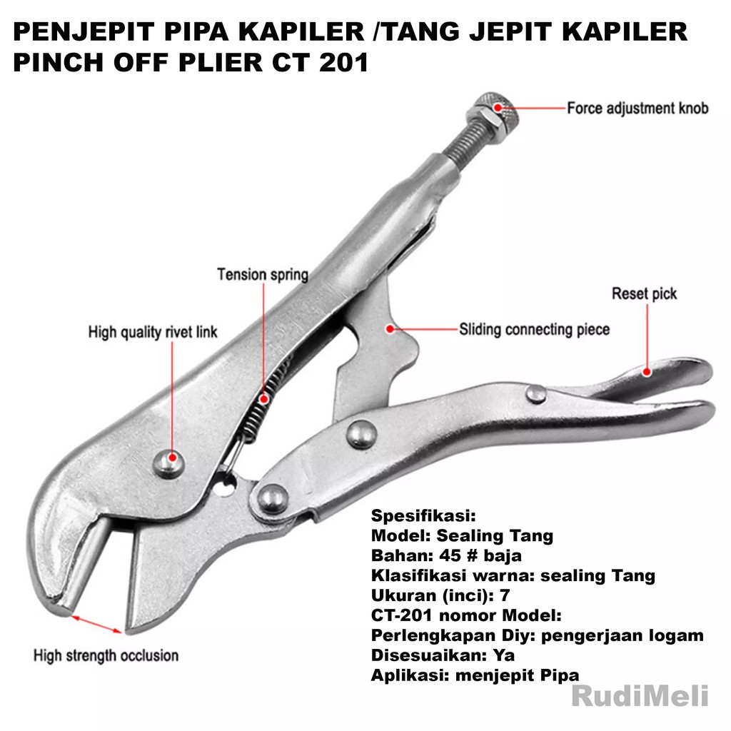 TANG PENJEPIT PIPA KAPILER KULKAS dan PIPA AC / PINCH OFF PLIER CT 201