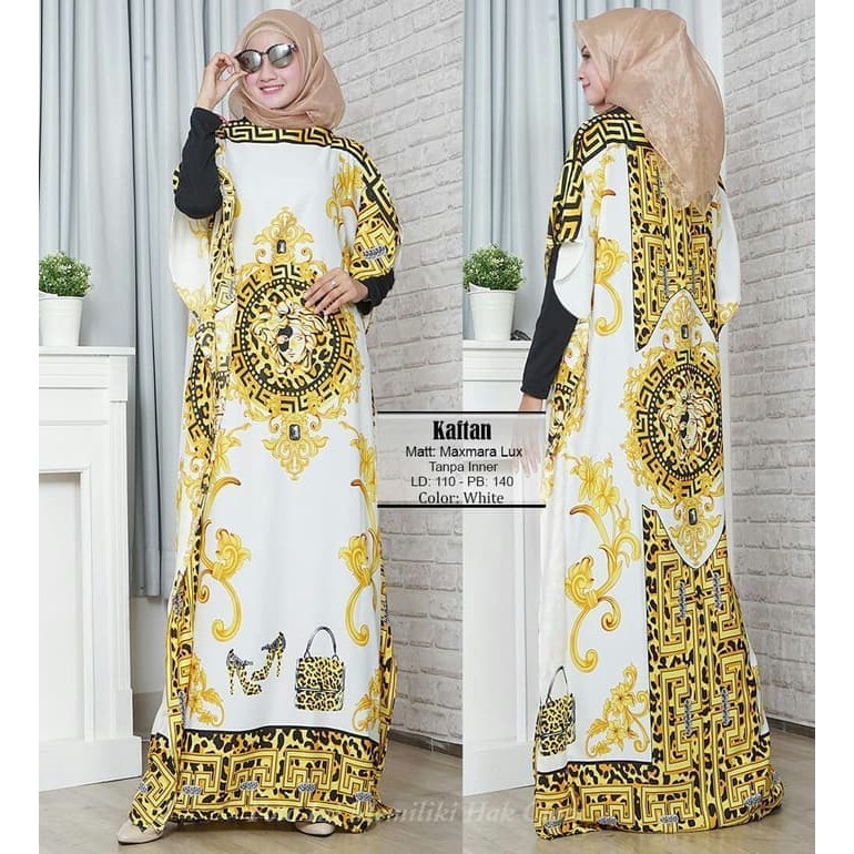 KAFTAN MUSLIM WANITA TERBARU MEWAH / KAFTAN MEWAH MAXMARA PUTIH / KAFTAN JUMBO