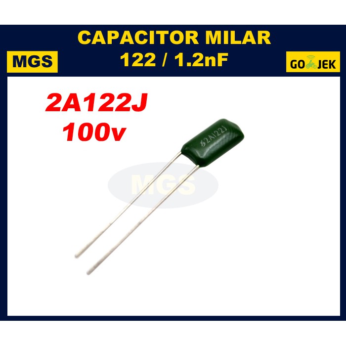 100Pcs Kapasitor Milar 122 1,2nF