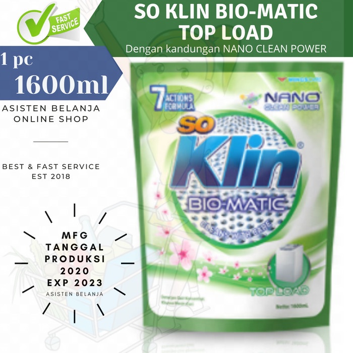 So Klin BioMatic Cair 1600ml SoKlin Liquid Top Load VS Rinso Matic MURAH Murah ORIGINAL Original