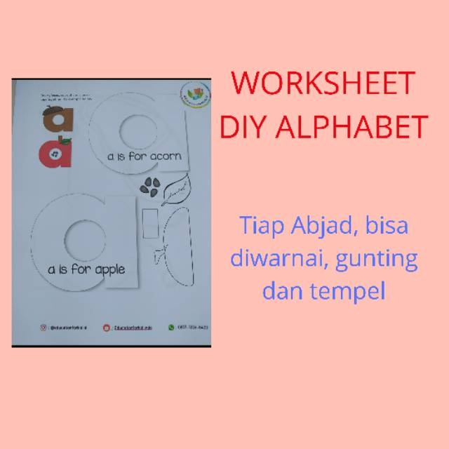 

WORKSHEET / DIY ABJAD / DIY HURUF / MEWARNAI ABJAD / GUNTING TEMPEL