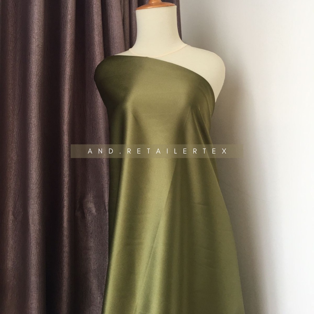 Kain Satin Velvet Premium Warna Hijau Army Semi Olive Bahan Seragam Bahan Furing Bisa untuk Background Backdrop Foto Produk